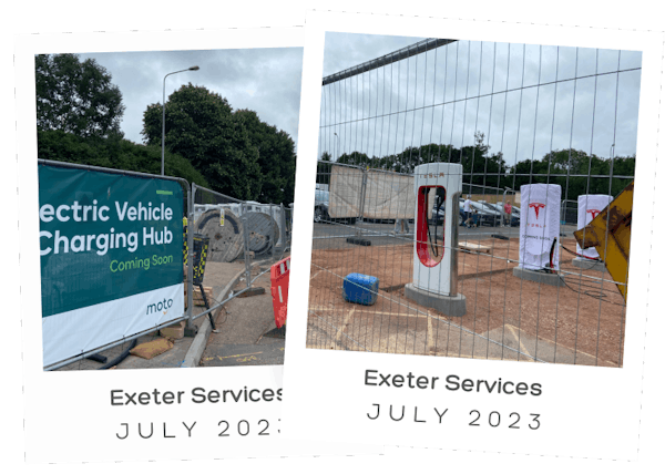 New charge point installation underway at Exeter Service Station - July 2023
