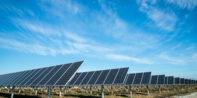 Solar panels at solar energy farm