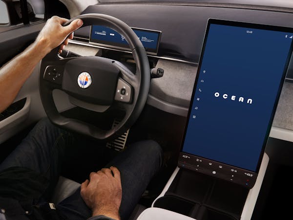 Fisker Ocean interior with large display screen