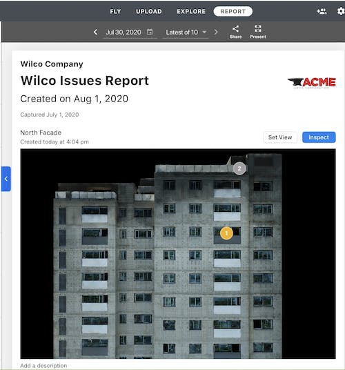 Virtually inspect building facades and automatically generate facade inspection reports.