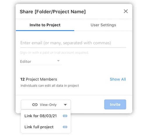 Now, you can share a view-only link from a specific day, or a view-only link for a specific project.
