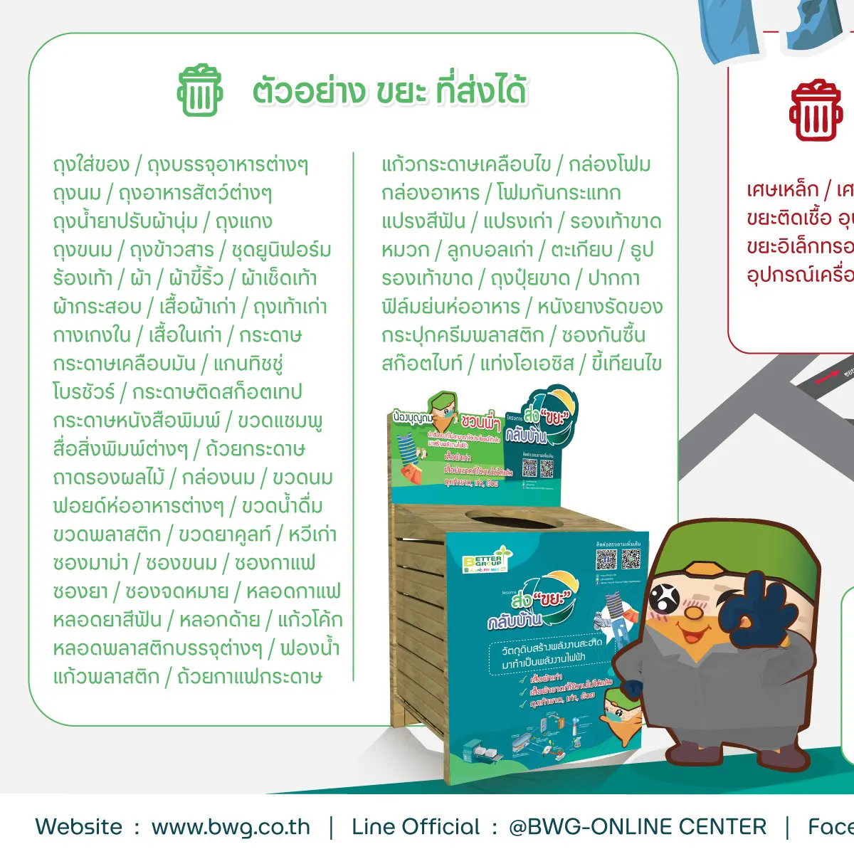 ขยะที่ bwg รับไปกำจัดในโครงการส่งขยะกลับบ้าน…สัญจร