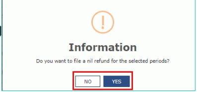 Information dialogue box during GST refund claim