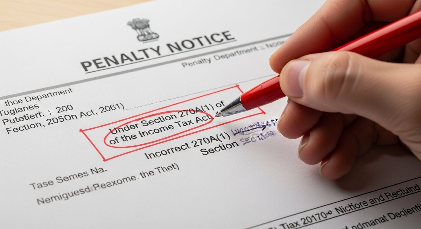 Incorrect Section Mentioned in Penalty Notice