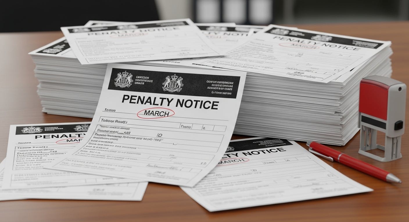 Penalty Notices Issued in Bulk in March