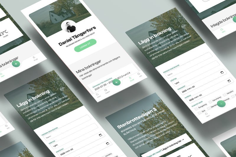 Isometiric App screens of the Stenbrottsvägen app