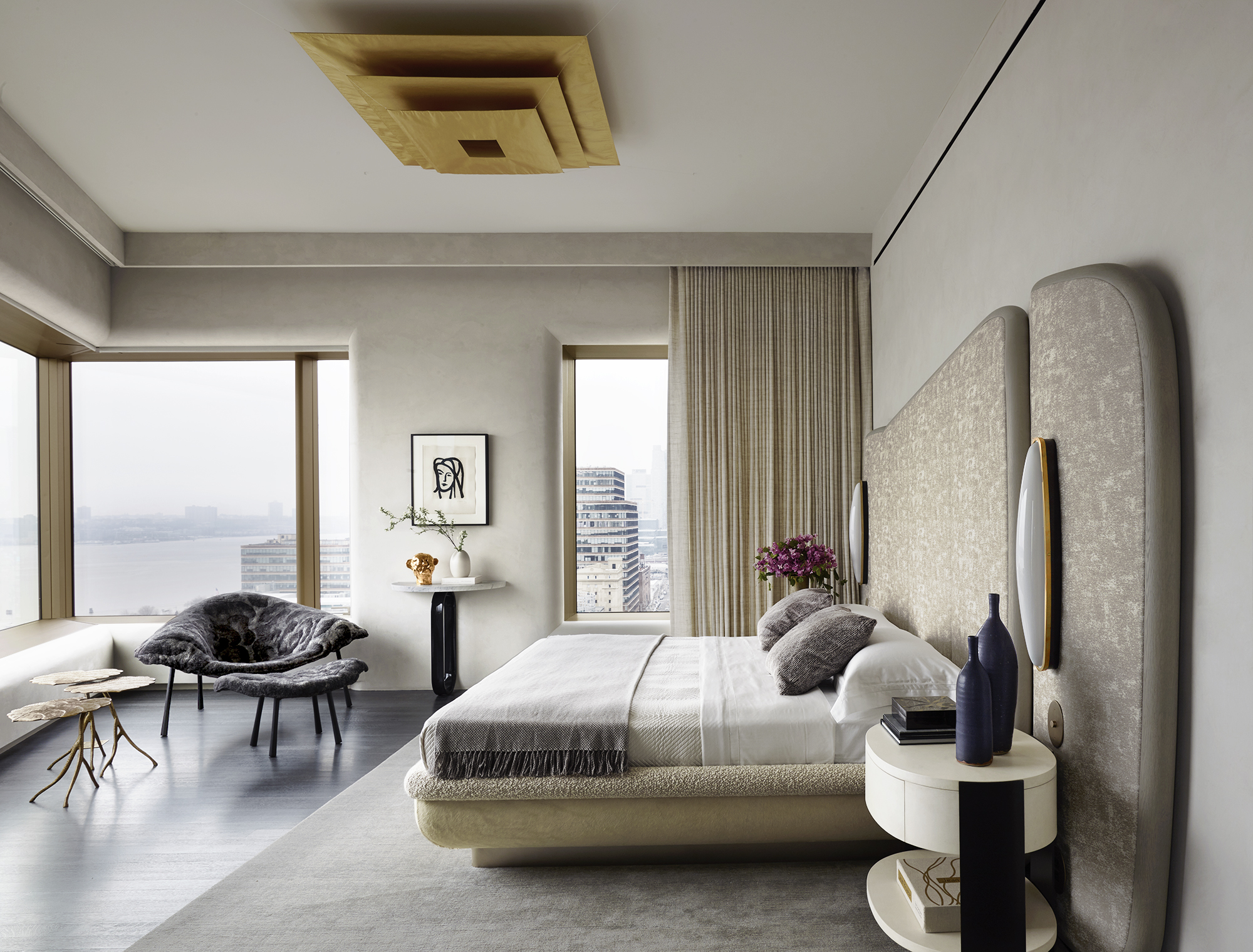 Chelsea Residence Master Bedroom custom bed and headboard