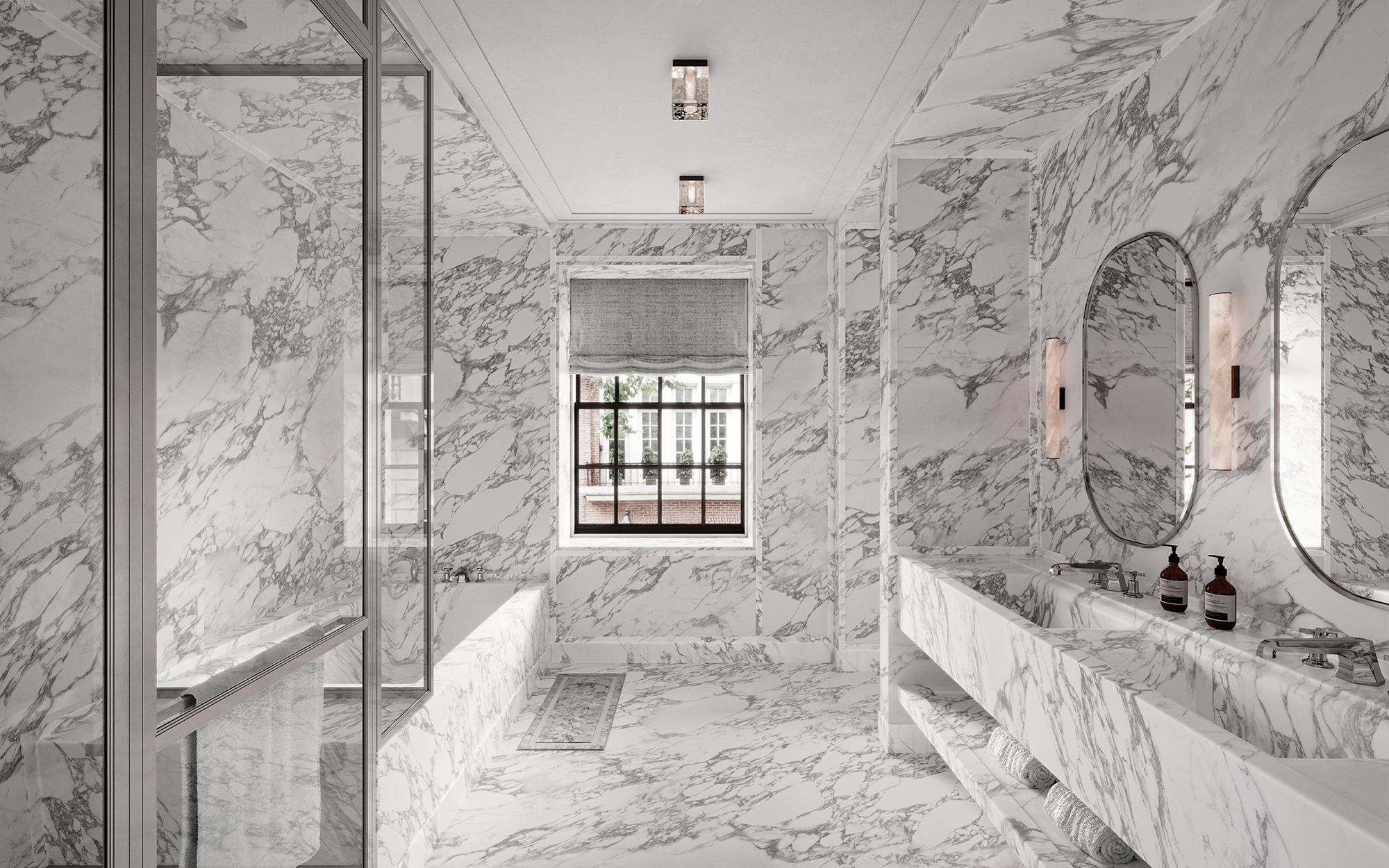 Park Avenue Residence, guest bath rendering