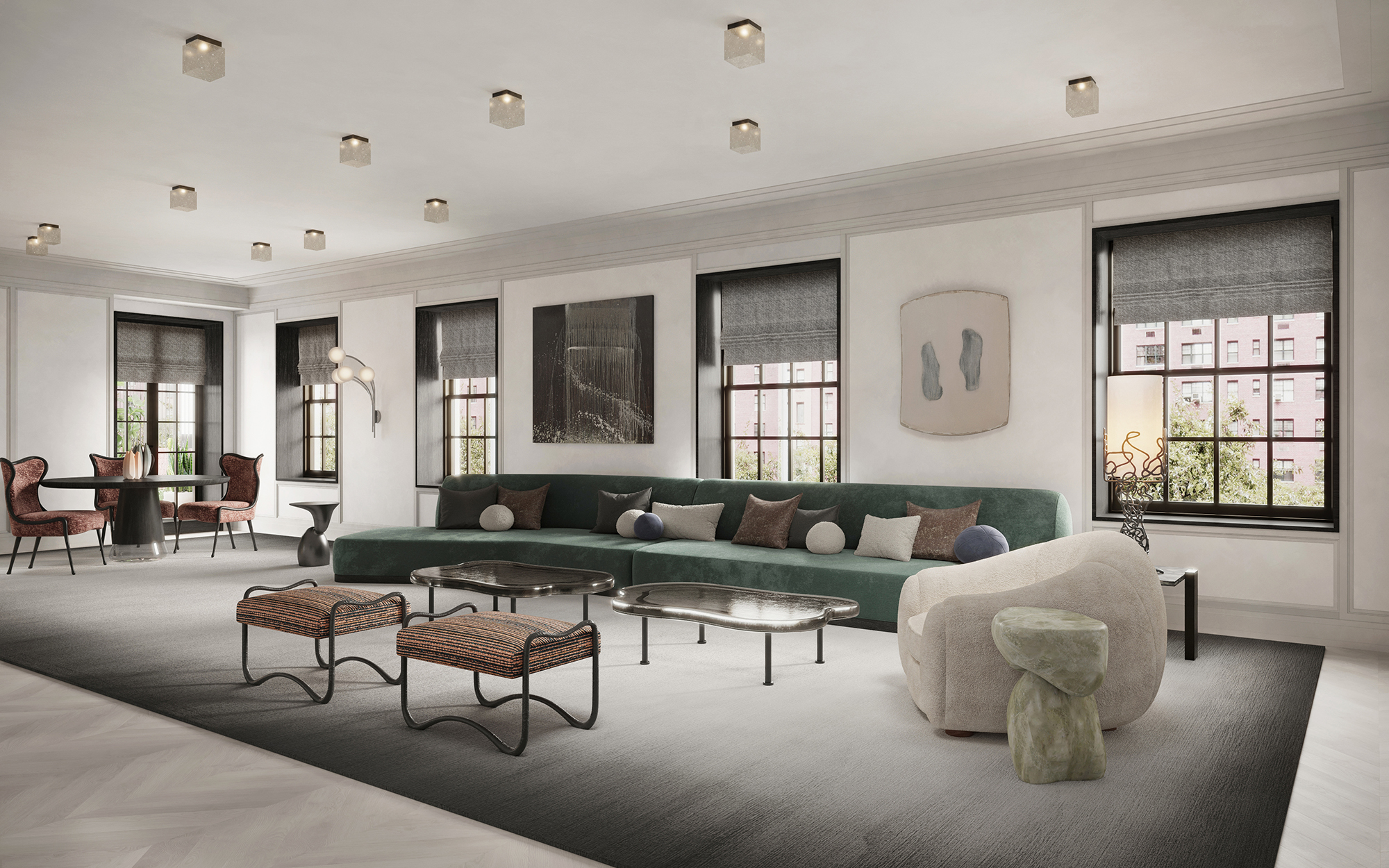 living room rendering, Park Avenue Residence