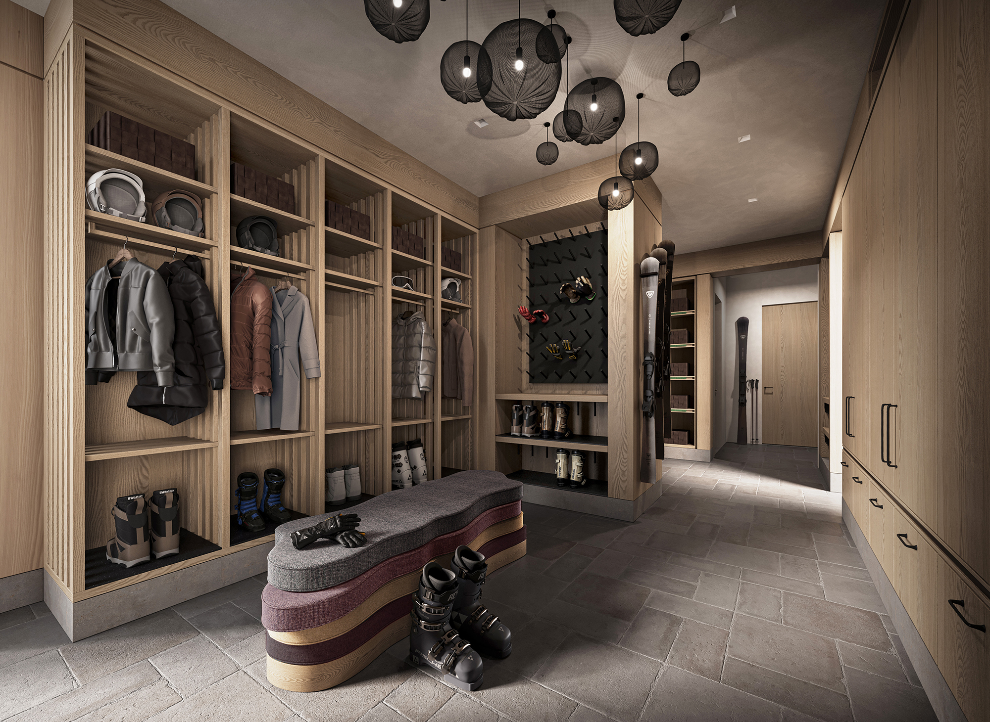 Aspen House ski room rendering
