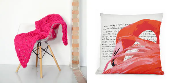 Pink vibrant knit throw on a chair