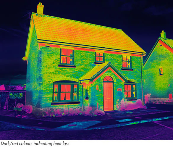 A thermal image of a house