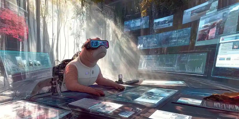 Manatee with VR goggles