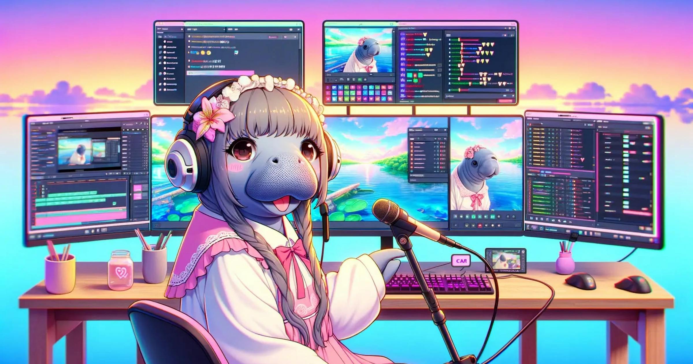 Manatee sitting by screen