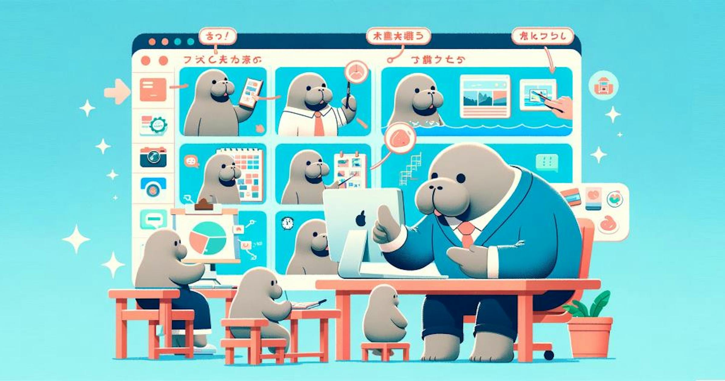 Manatee teaching small ones