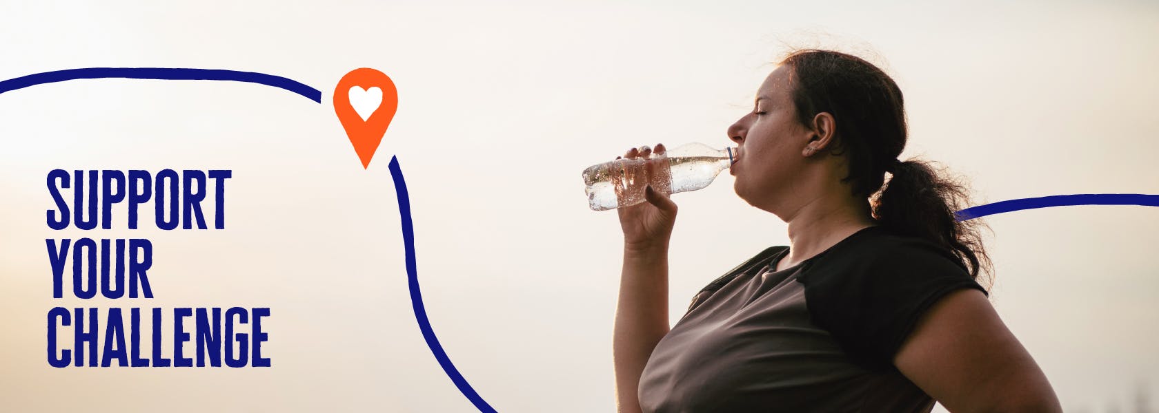 A lady drinking water as she stops off on her Diabetes UK Month of Miles run.