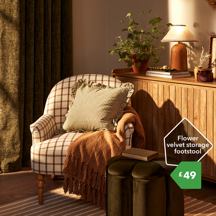 Flower velvet storage footstool £49