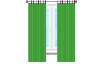 An illustration of apron curtains that end below the windowsill