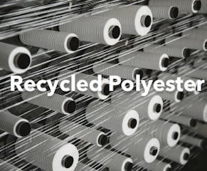 Made from certified recycled polyester from waste, like plastic bottles or manufacturing off-cuts. Recycled polyester helps the movement towards a more circular economy, reducing waste going to landfill. Compared with virgin polyester, recycled polyester helps conserve crude oil reserves during fibre production.