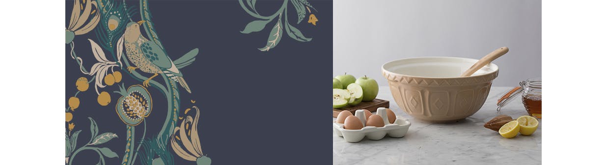 mixing bowl on kitchen surface with wooden spoon and ingredients