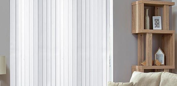 Fully adjustable for complete control over the light in your room, the  vertical strips of stiffened fabric can be angled to allow the desired  amount of light to enter the room. Vertical blinds can also be fully  pulled back to allow light to flood the room.