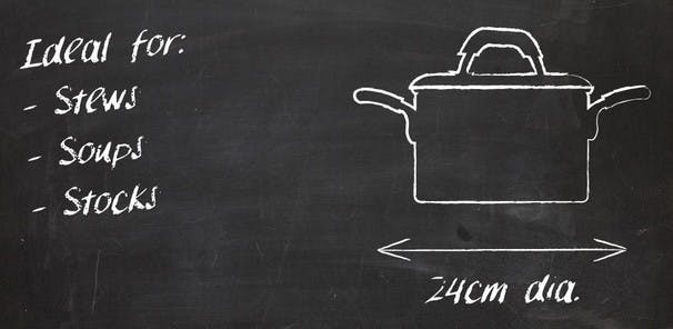 Stock pots are nice and deep, ideal for piling in ingredients for a hearty stew or soup, or slowly simmering a batch of flavoursome stock. The wide base and straight sides to this lidded pot also make them suited to steaming shellfish or boiling.