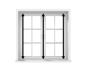 Measure the drop of the window from the top of the window to your chosen finishing point. Do this in 3 equal points across the window and take the smallest size.