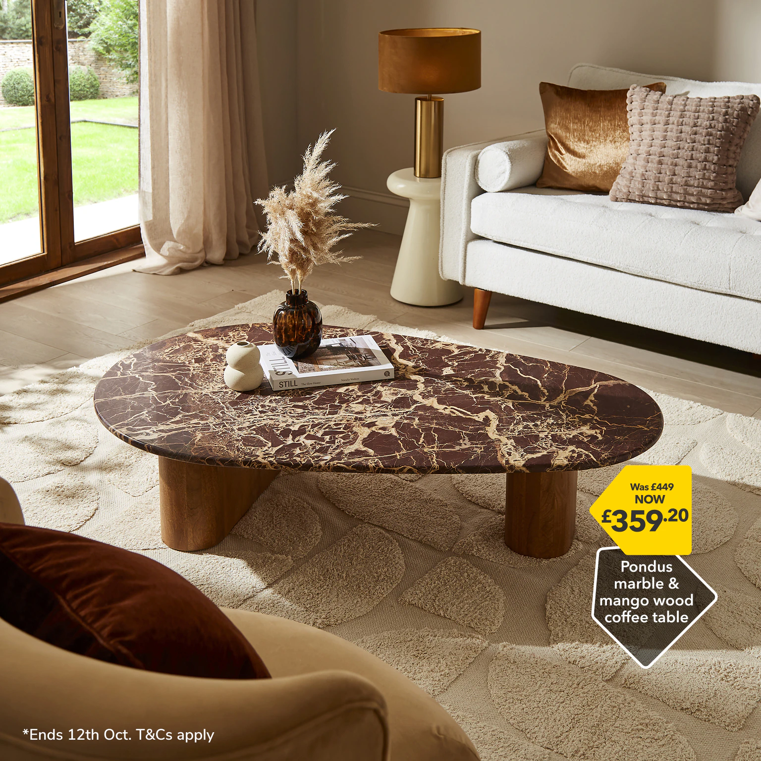 Pondus marble & mango wood coffee table