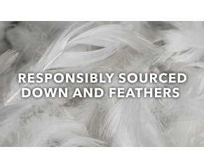 Our responsibly sourced down and feathers are certified to the Responsible Down Standard (RDS). This helps mitigate the risks of down and feathers coming from animals subjected to unnecessary harm, and helps make sure animals are treated humanely.