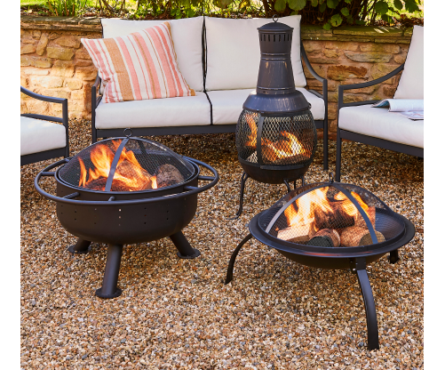 A collection of firepits arranged outdoors
