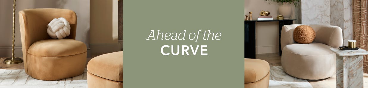 Rounded, sculptural shapes take centre stage in this collection, with soft, swooping furniture and squishy accessories to lend a sense of elevated calm.