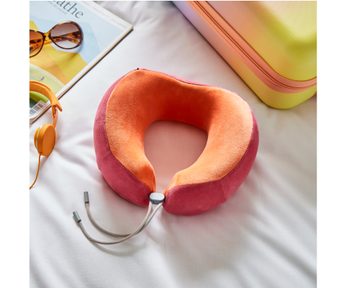 A travel pillow, designed for comfort during travel