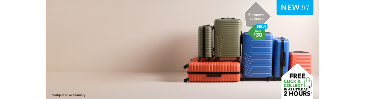 A selection of luggage in various sizes and colours,