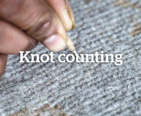 Quality control is crucial – knot counting ensures that the rug has the correct number of knots per square inch, which is a key indicator of the rug’s quality. The higher the knot count, the plusher the rug pile.  