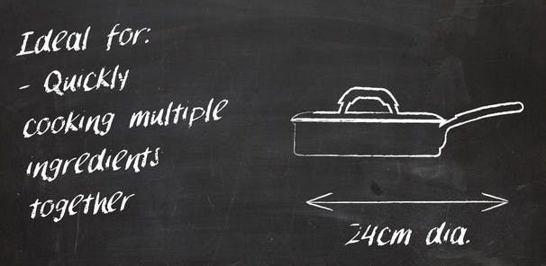 Sautéing is a method of quickly cooking several ingredients together with a quick tossing motion. The lid keeps heat and steam contained to hold on to flavours and nutrients, speeding up the cooking process further and making it safe to toss your food without the risk of splashing.