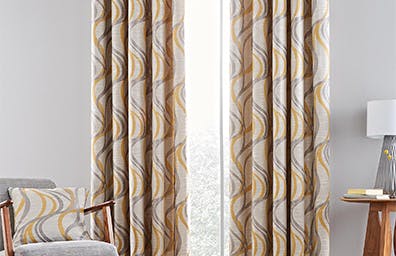 Mirage Ochre Jacquard Eyelet Curtains