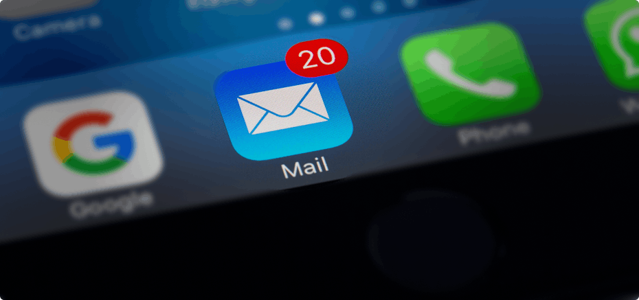 Close up of an iphone mail app icon