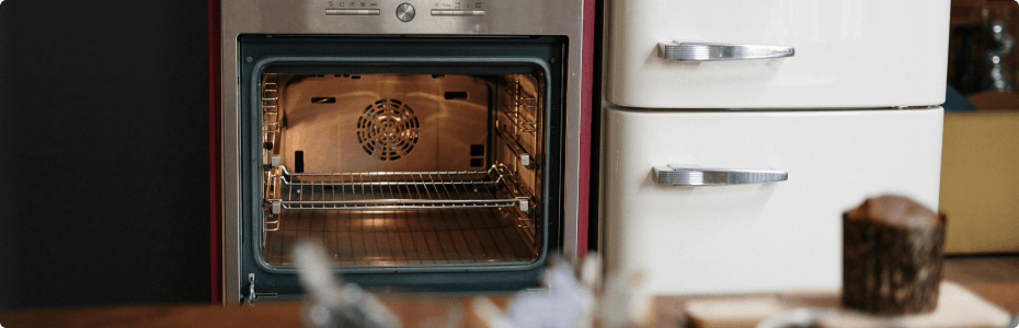 Oven with it's door open