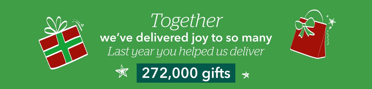 Since 2020, we’ve donated a total of 500,000 gifts