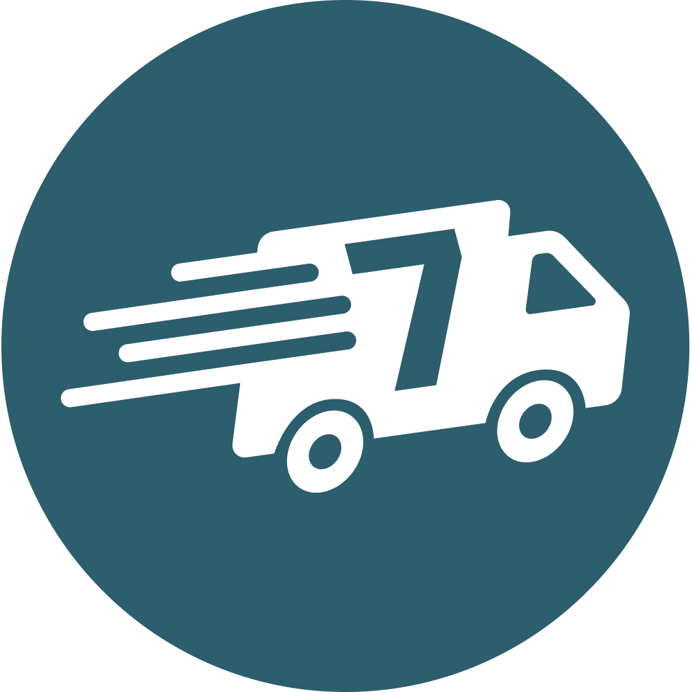 An illustration of a speedy van with number 7 on the side