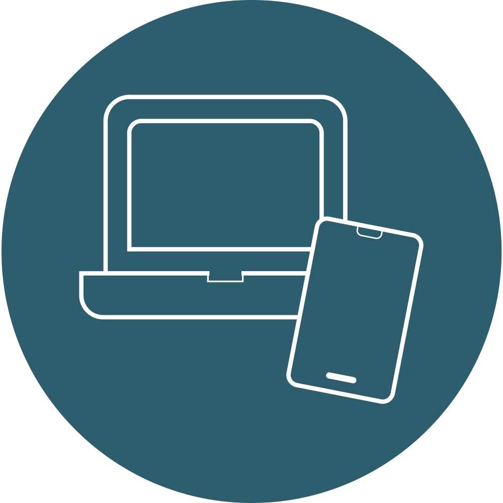 An illustration of a laptop and phone