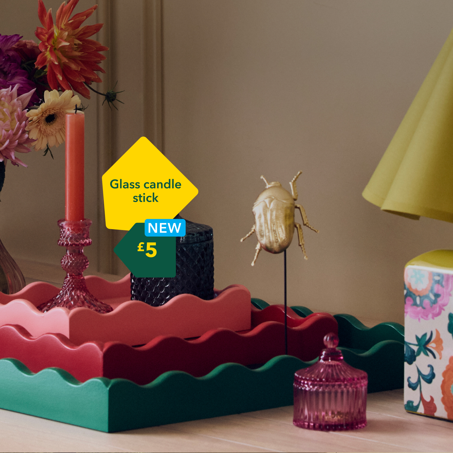 Glass candle stick £5