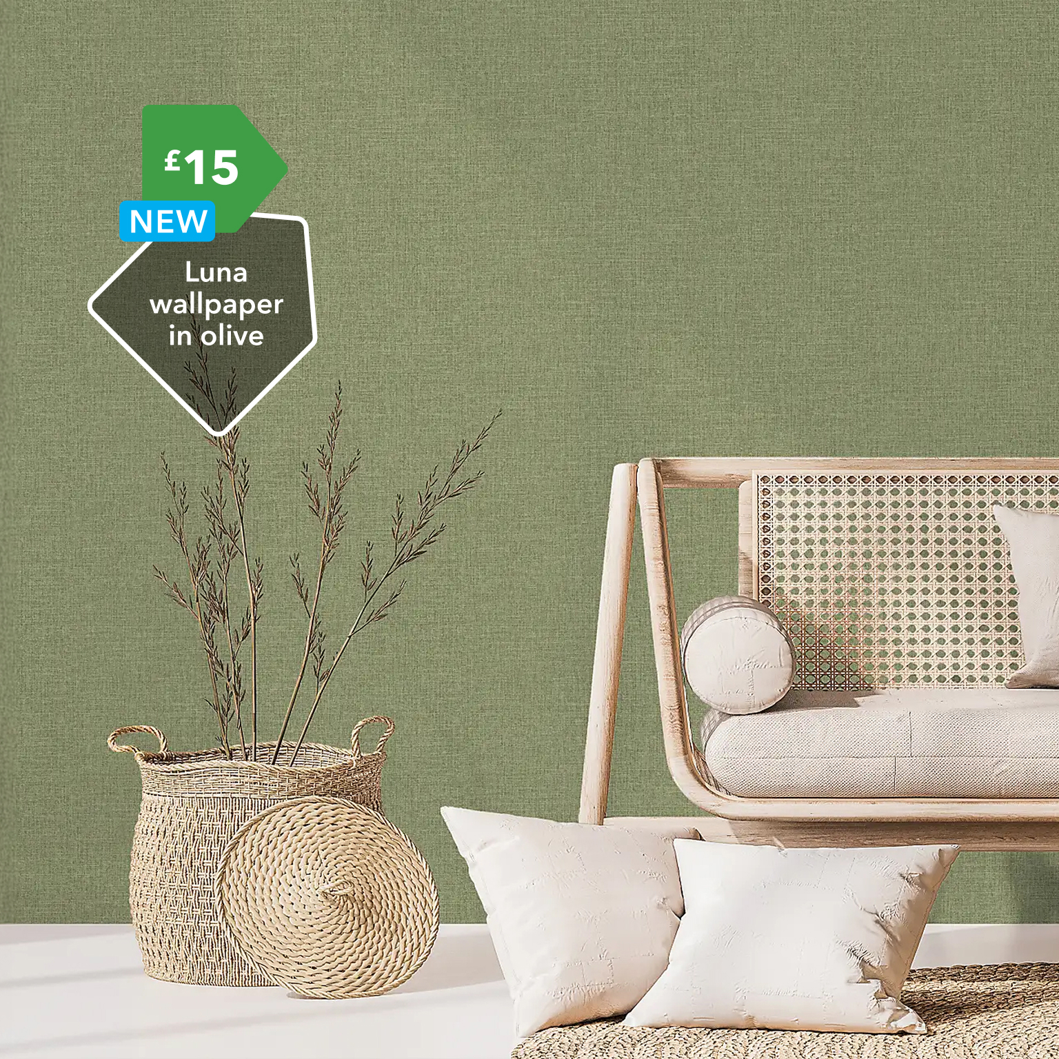 Luna wallpaper in olive £15