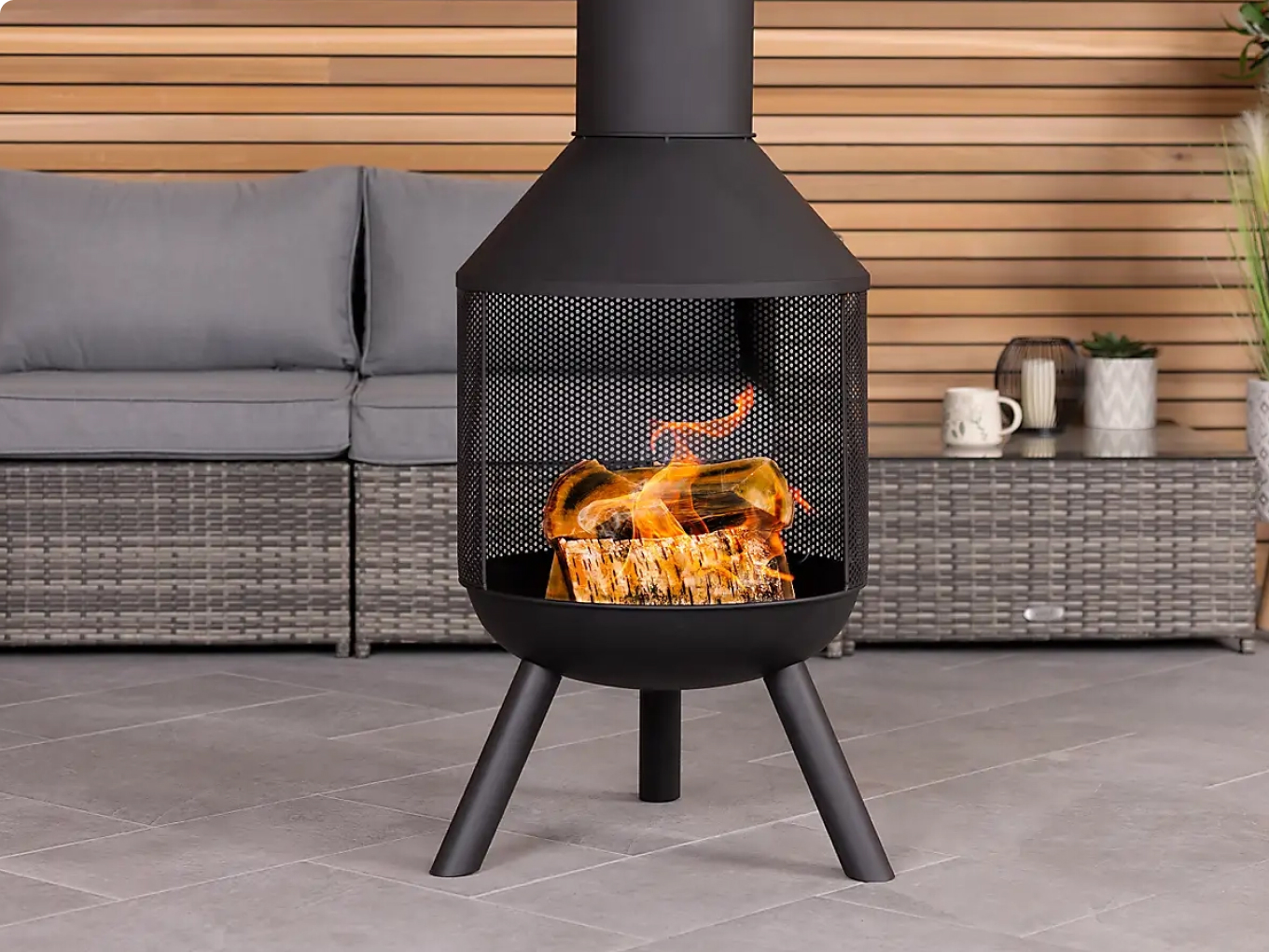 Charles Bentley Round Modern Patio Heater Chimenea