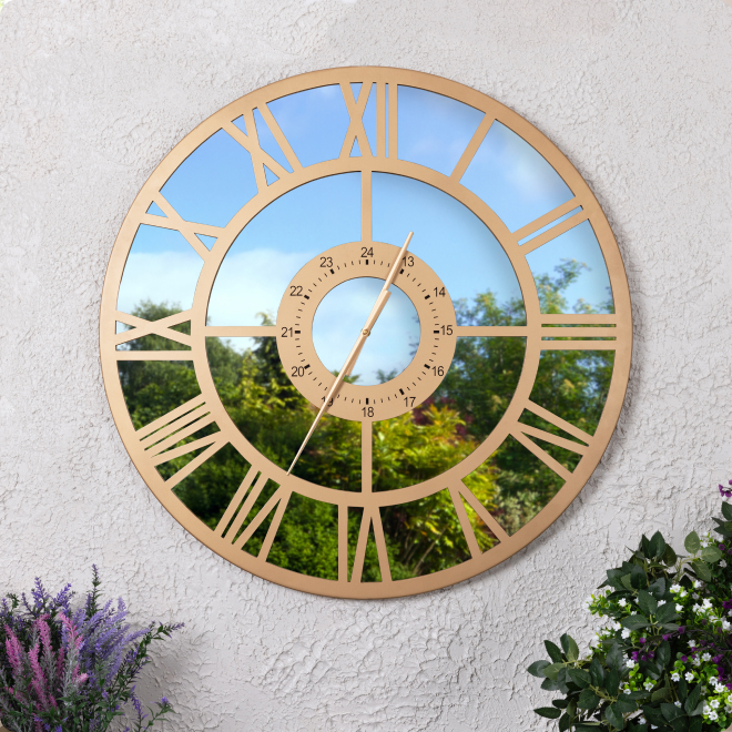 Indoor Outdoor Mirrored Skeleton Wall Clock