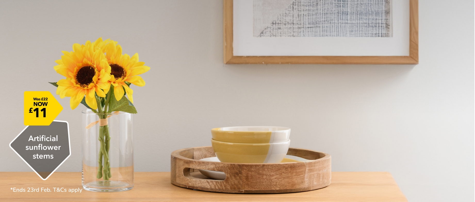 Artificial
sunflower
stems. Now £11