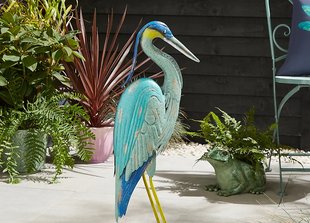 Blue & Gold Iron Crane Ornament