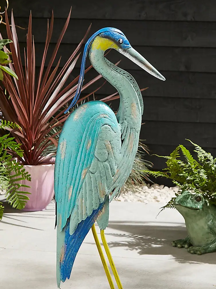 Blue & Gold Iron Crane Ornament