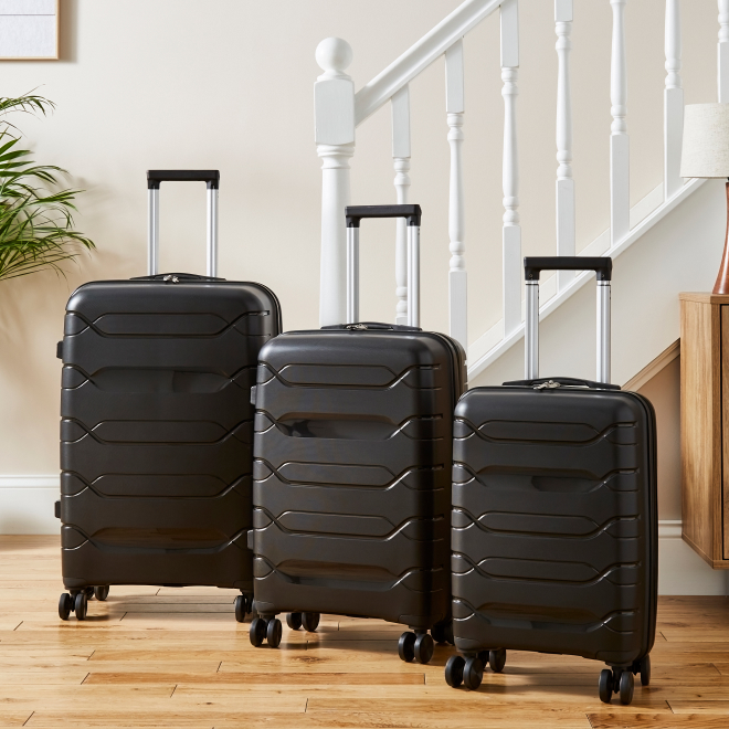 Set of 3 Black Hard Shell Suitcases