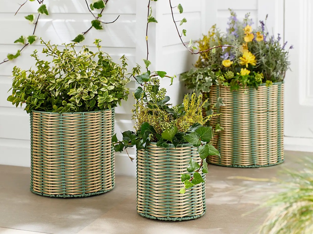 Set of 3 Woven Plant Pots